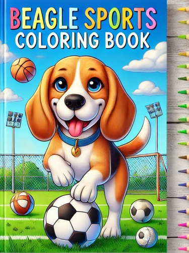 copertina libro da colorare con beagle che gioca a calcio